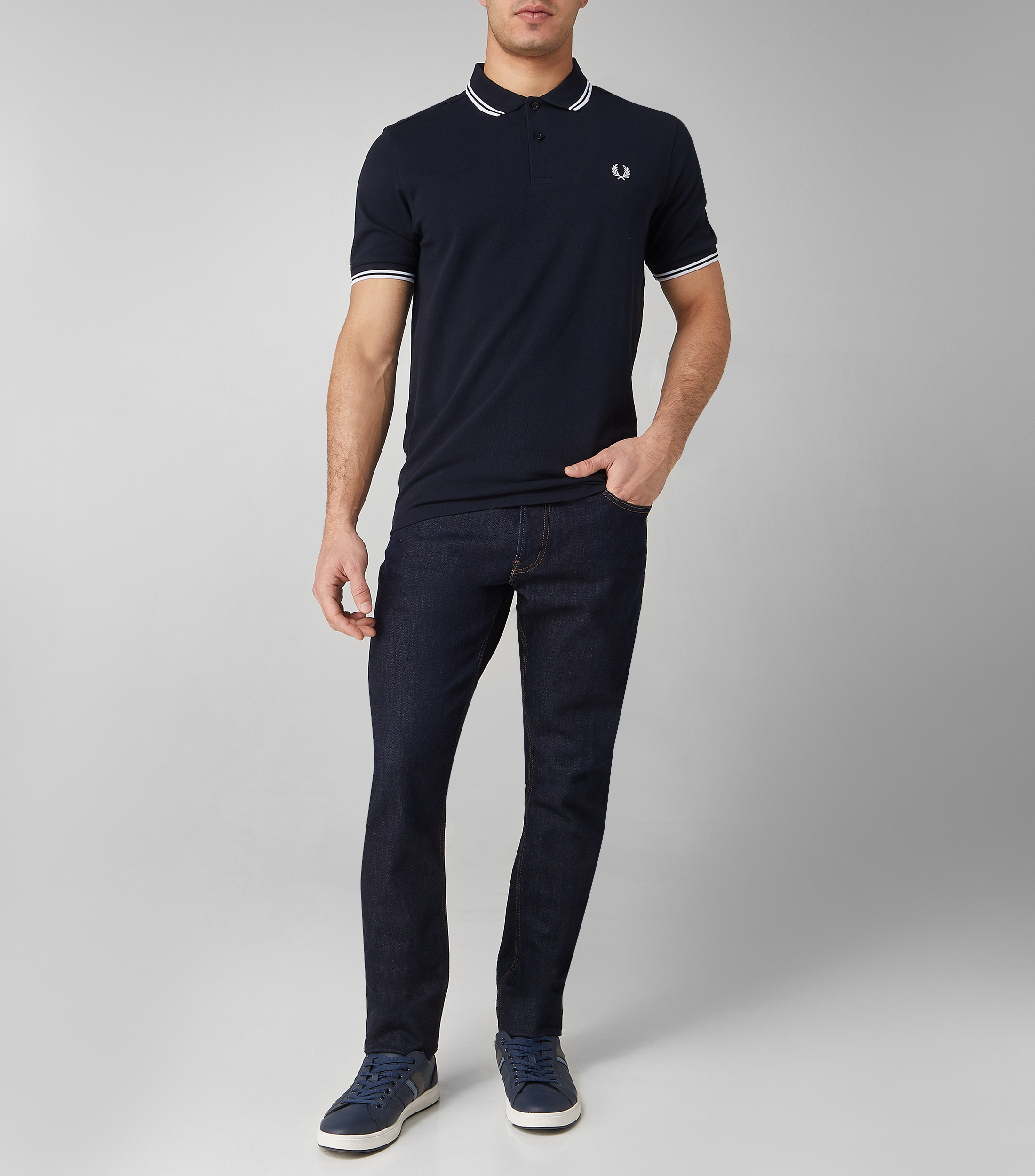 Playera Tipo Polo Azul Marino Manga Corta Hombre